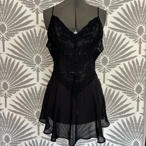 VTG Y2k Coquette Fairy Goth Grunge Lace Whimsigoth Style Dress M Festival Chemis
